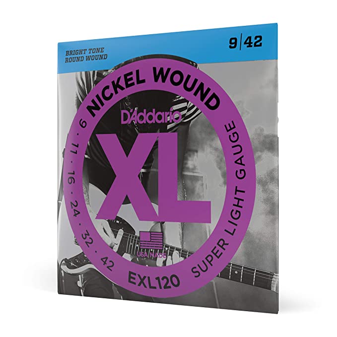 D'Addario EXL120 Nickel Wound Electric Guitar Strings, Super Light, 9-42