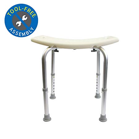 Adjustable Height Bath and Shower Chair Shower Bench White Aluminum Alloy 220lbs