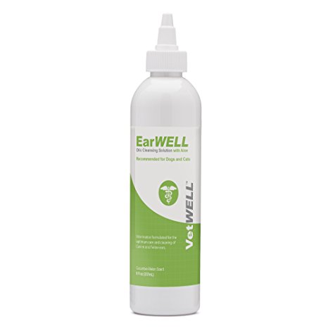 VetWELL Cat and Dog Ear Cleaner - Otic Rinse for Infections and Controlling Yeast, Mites and Odor in Pets - 8 oz