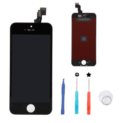 DRT Black LCD Display & Touch Screen Digitizer Assembly Replacement   4 Pieces Installation Tools for iPhone 5C (Black)
