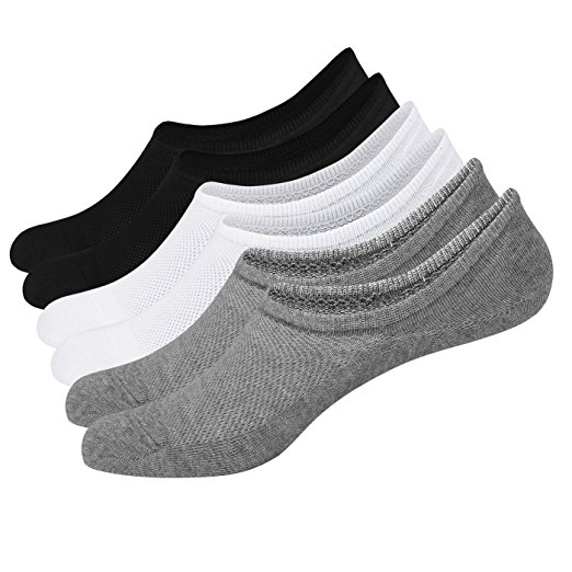 Mens No Show Low Cut Socks 6 Pack Cotton Thin Casual Non Slip Invisible Mesh Socks for Men Flat Boat Line Size 6-11