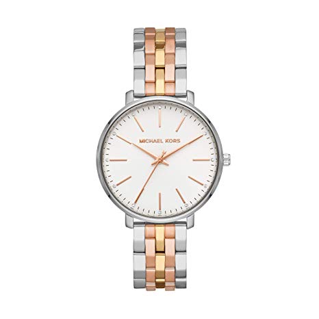 Michael Kors Women's Stainless Steel Quartz Watch with Leather Calfskin Strap