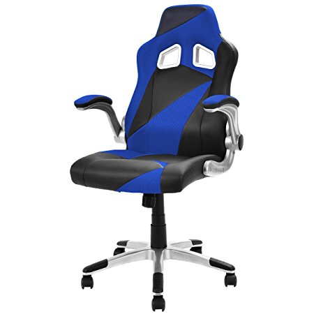 Giantex PU Leather Executive Racing Style Bucket Seat Office Chair Desk Task Computer (Blue)