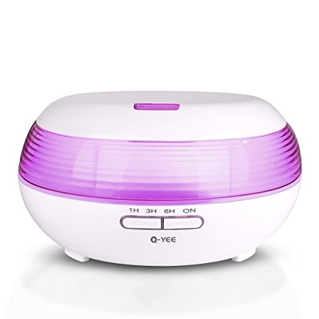 300ml Aromatherapy Essential Oil Diffuser Q-YEE Cool Mist Air Humidifier with 7 Color LED Lights Changing and Waterless Auto Shut-off Function for Home,Office,Bedroom Room.