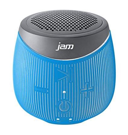 JAM Doubledown Wireless Portable Bluetooth Speaker, Splash Proof, Ultra Portable, Pair 2 for Stereo Sound, Answer Calls, Speakerphone, Rubberized Body, Durable, 30ft Range, HX-P370BL