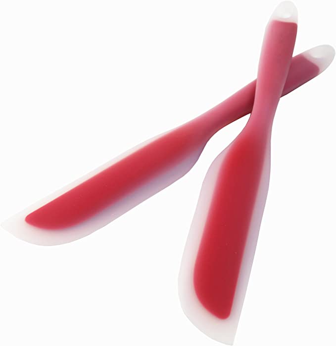 Nonstick Silicone Knife Shaped Flexible Kitchen Spatula Scraper Turner,Kitchen Cooking Utensils With Nylon Core Set of 2 (Transparent Red)