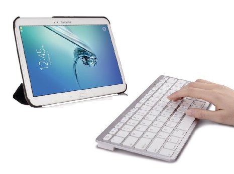 Sparin Ultra Slim Mini Bluetooth Keyboard for Tablets Smartphones and Note - White