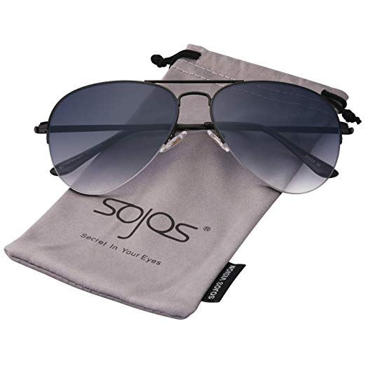 SOJOS Classic Aviator Mens Womens Sunglasses Metal Half Rim Mirrored Lens INSPIRATION