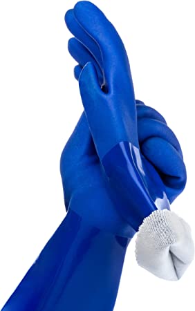 Kitchen-Star Ultimate Rubber Household PVC Gloves with Comfortable Cotton Lined, Anti-Slip surface, Kitchen Dishwashing, Extra Thickness, Kitchen Cleaning, Working, Painting, PetCare(Size Extra Large, Blue)