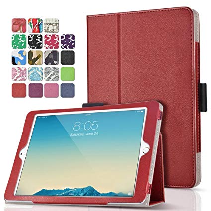 TNP iPad Pro 9.7 Case (Red) Ultra Slim Lightweight Protective Stand Folio Smart Cover with Card Slots, Stylus Holder, Auto Sleep/Wake Feature for Apple iPad Pro 9.7" 2016 Release Tablet