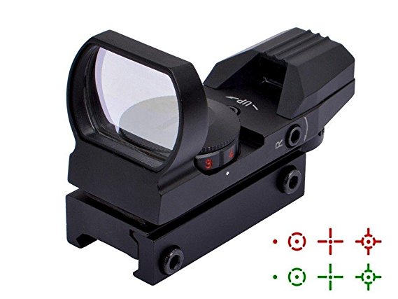 Xwin Tactical Red Dot Sight 4 Reticles Green & Red Reflex Sight for Rifle Gun with Weaver Picatinny Rail Mount