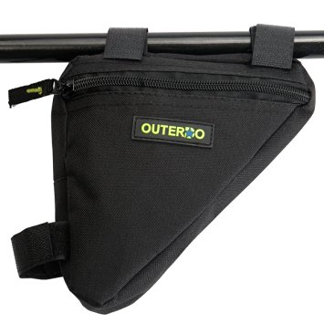 OUTERDO Cycling Bicycle Bike Bag Bike Frame Front Triangle Bag Cycling Pipe Pouch Tool Bag 160*160*35mm For Bike Tube Frame Outdoor Black