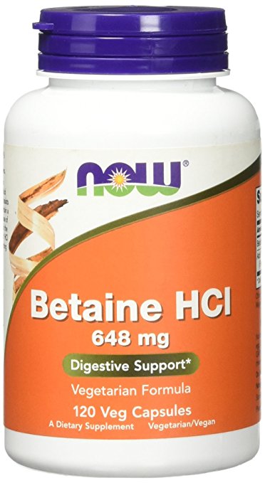 NOW Betaine HCl 648 mg,120 Capsules