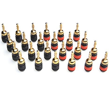 WGGE WG-008 24K Gold Safety Connector Banana Plugs (12 Pair (24 plugs))