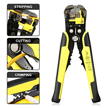 Professional Wire Stripper Plier DANIU Self-Adjusting Automatic Wire Stripper Multifunctional Wire and Cable Crimping Stripping Cutting Pliers Terminal Tool Wire Crimper Stripper Cutter AWG10-24