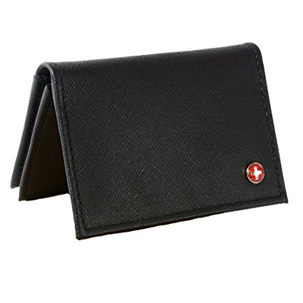 Alpine Swiss Genuine Leather Thin Business Card Case Minimalist Wallet