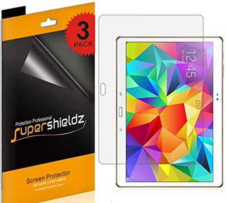 [3-Pack] Supershieldz for Samsung Galaxy Tab S 10.5 inch Screen Protector, Anti-Bubble High Definition Clear Shield   Lifetime Replacements Warranty - Retail Packaging