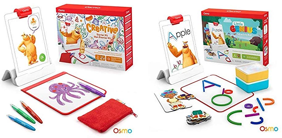 Osmo - Creative Starter Kit for iPad - Ages 5-10 - Creative Drawing & Problem Solving/Early Physics - STEM & Little Genius Starter Kit for iPad - 4 Hands-On Learning Games - Preschool Ages