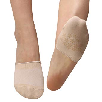 TETIBA Women’s Premium Cotton Mule Clog Toe Topper No Show Half Liner Socks With Non-skid Bottom 2 to 5 pairs