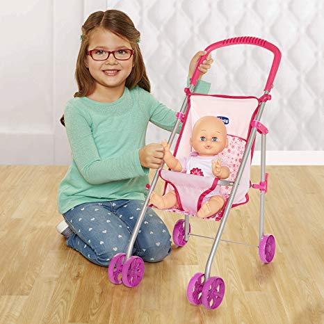 Chicco Flat Fold Stroller for Baby Dolls, Pink[Amazon Exclusive]