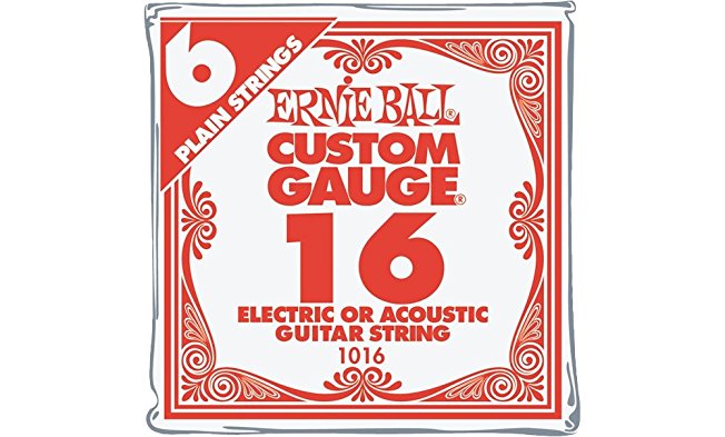 Ernie Ball Nickel Plain Single Guitar String .016 Gauge 6-Pack