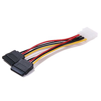 Molex 4 Pin to 2 x 15 Pin SATA Power Cable for IDE to Serial ATA SATA Hard Drive Power Cable Adapter