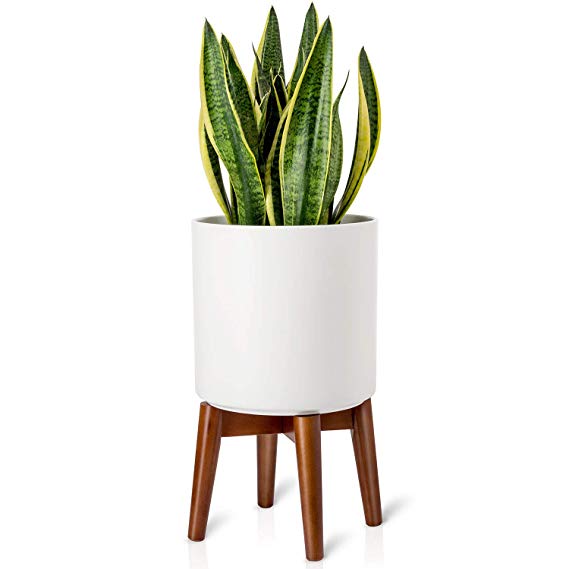 Mkono Plant Stand Mid-Century Modern Plant Stand Indoor Flower Pot Holder Home Decor(Plant and Pot NOT Included),Brown