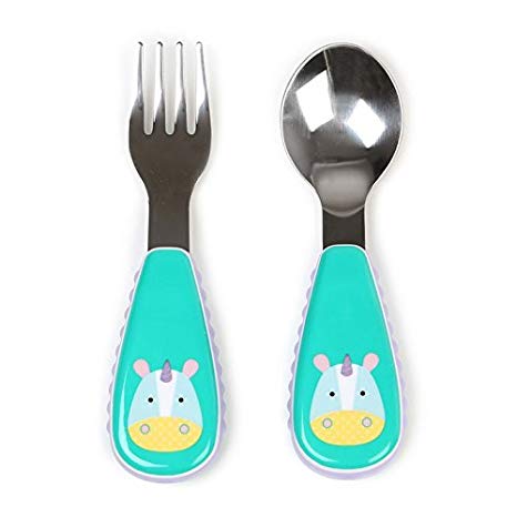 Skip Hop Toddler Utensils, Fork and Spoon Set, Unicorn