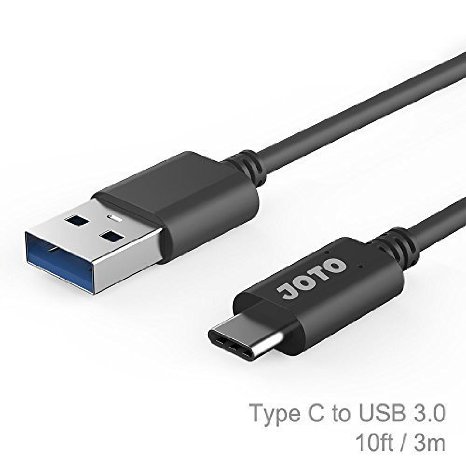 USB Type C Cable Extra Long 10ft, JOTO USB-C 3.1 Type-C Male to USB 3.0 Type A Male Charging Cable Data Cable for Nexus 5X 6P, Oneplus 2, all other Type-C Devices (Black, 10ft/3M)