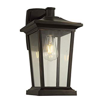 Outdoor Patio/Porch Wall Mount Light Fixture, 1-Light Exterior Sconces Lantern in ORB Finish with Clear Glass for Porch Front Garden, 60W