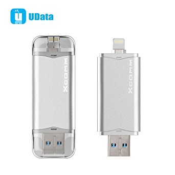[Apple MFI Certified] Xcomm UData 16GB Mobile Flash Drive with Lightning connector For iPhones, iPads & Computers(Silver/16G)
