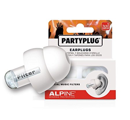 Alpine PartyPlug Ear Plugs for Loud Music Environments, White