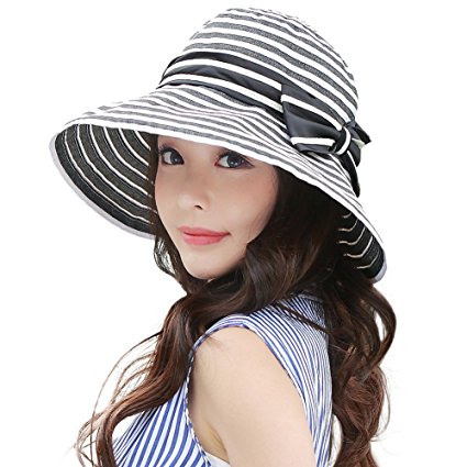 Siggi Womens UPF50  Summer Sunhat Bucket Packable Wide Brim Hats w/ Chin Cord