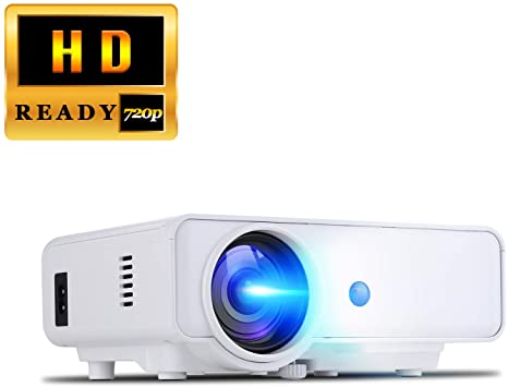 ERISAN F20W HD Projector, 450 ANSI Brightness, 1080P Supported Portable LED Video Beam, Compatible w/HDMI,TV Stick for Multimedia Movie Games