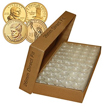 25 Direct Fit Airtight 26mm Coin Holders Capsules For PRESIDENTIAL $1 /SACAGAWEA