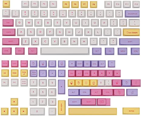 EPOMAKER Ice Cream 136 Keys XDA PBT Dye Sublimation Keycaps Set for Mechanical Keyboard, Compatible with Cherry Gateron Kailh Otemu MX Switch (XDA Profile, Ice Cream)