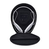 Kinzd Headset Case Bag for LG Tone Pro HBS 700 730 750 800 900 - Headphone Carrying Case Cover Box for LG Electronics Tone Infinim Wireless Bluetooth Earbuds - Black PU Leather