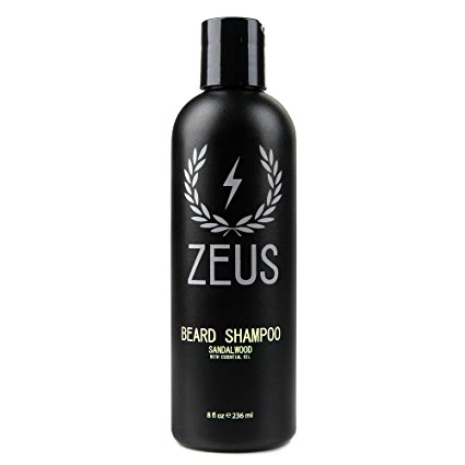 Zeus Beard Shampoo and Wash for Men - 8oz - Beard Wash with Natural Ingredients (Scent: Sandalwood)