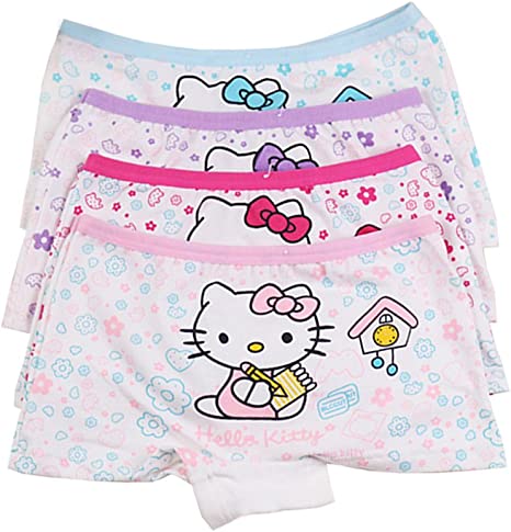 YUMILY 2-8 Years Old Girls Cotton Boyshorts Cartoon Character Underwear 4 Multipack