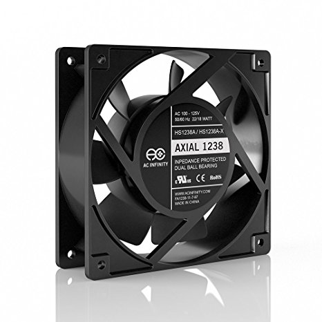AC Infinity HS1238A, 115V AC Cooling Fan, 120mm x 38mm High Speed