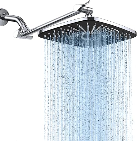 Veken Rain Shower Head,12 Inch High Pressure Large Rainfall Showerhead,with Detachable Stainless Steel Extension Arm,Adjustable High Flow Waterfall Rain Fall Showerheads with Anti-Clog Nozzles -Chrome