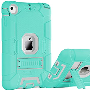 iPad Mini Case,iPad Mini 2 Case,iPad Mini 3 Case,iPad Mini Retina Case,BENTOBEN 3 Layer Heavy Duty Rugged Shockproof Bumper Protective Case Cover with Kickstand for iPad Mini 1/2/3, (Mint Gray)