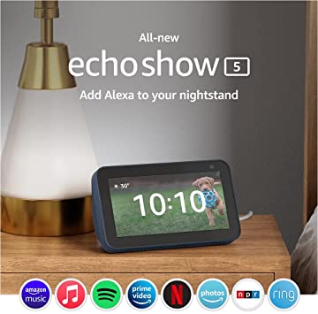 Certified Refurbished Echo Show 5 (2nd Gen, 2021 release) | Smart display with Alexa and 2 MP camera | Deep Sea Blue