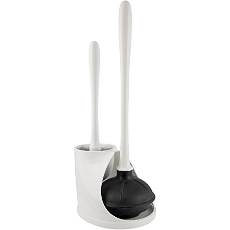 MAXClean Toilet Plunger and Brush with Holder Caddy - Maximum Plunging Power for ALL Toilet Types