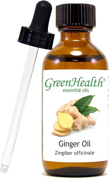 Ginger – 2 fl oz (59 ml) Glass Bottle w/Glass Dropper – 100% Pure Essential Oil – GreenHealth