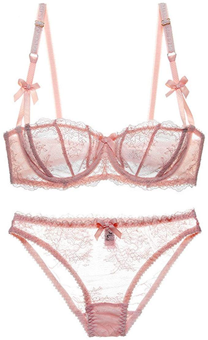 Varsbaby Women's Lumiere Lace Unlined Balconette Bra and Panty Set