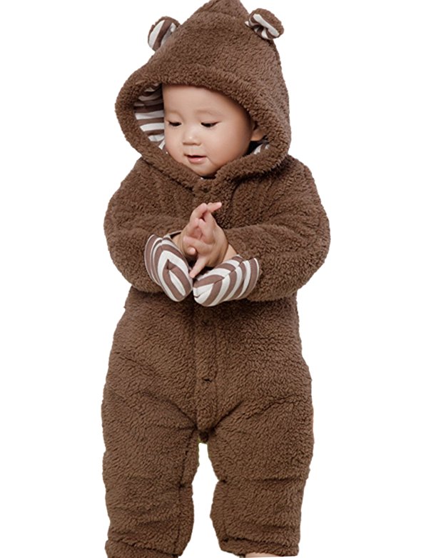 Kidsform Baby Boys Fleece Romper Winter Bodysuits Hoodie Cosplay Playsuit Outfits