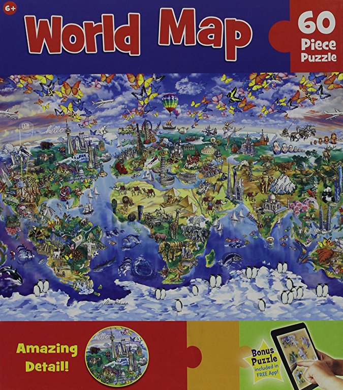 MasterPieces World Map Jigsaw Puzzle, 60-Piece