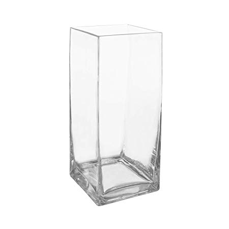 Royal Imports Flower Glass Vase Decorative Centerpiece for Home or Wedding Tall Rectangle Shape, 12" Tall, 5"x5" Opening