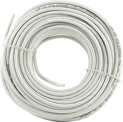 GE 6 Conductor Installation Wire, 100 ft. (30.4m), White, 6C Cat 3, Telephone or Computer Network Cable, CMX, for Residential or Small Office Wiring, 21447